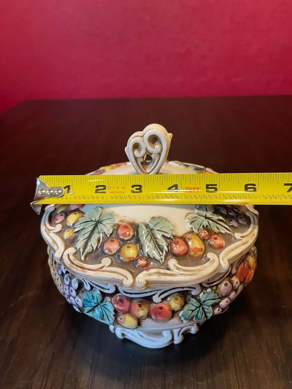 Lefton Majolica Style Della Robbbia Covered Candy Bowl - ,